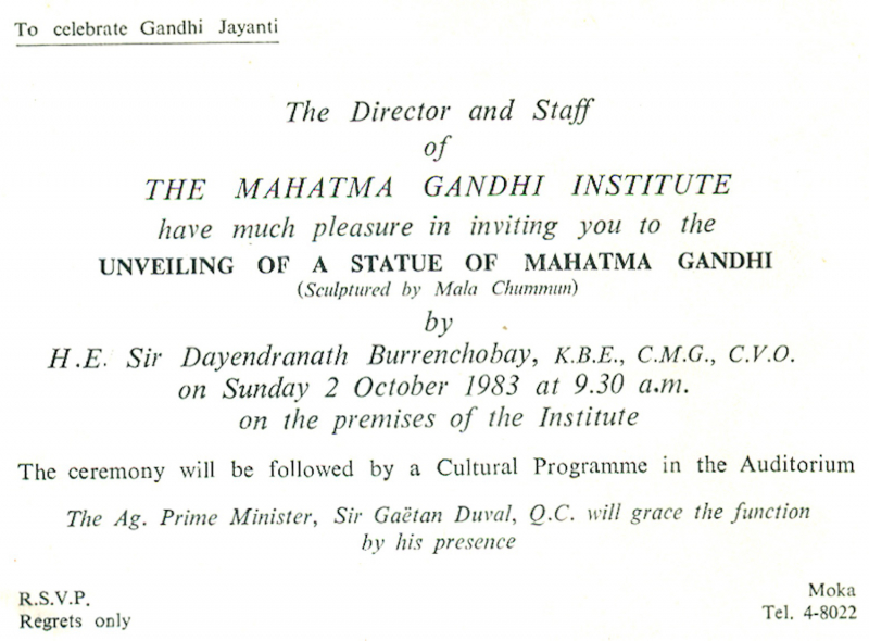 Fig. 7 – A circular of Mahatama Gandhi Institute, Celebration continued, 1983