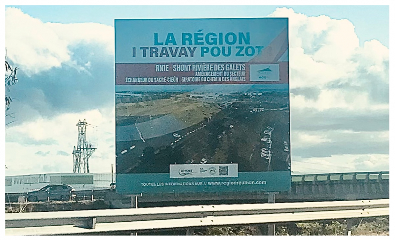 Image 2. Panneau de signalisation de travaux de la Région Réunion