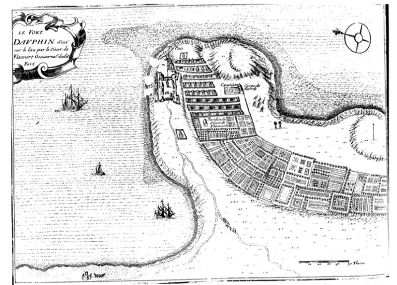 Fig. 2 : Fort-Dauphin et ses jardins du temps de Flacourt