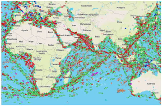 Fig. 1 Carte : Routes maritimes majeures