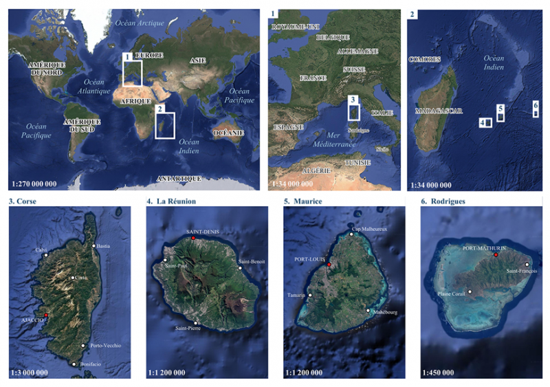 Figure 1. Situations des îles à l’étude
