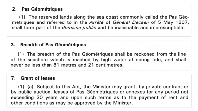 Figure 4. Extraits du "Pas geometric act" en droit mauricien34