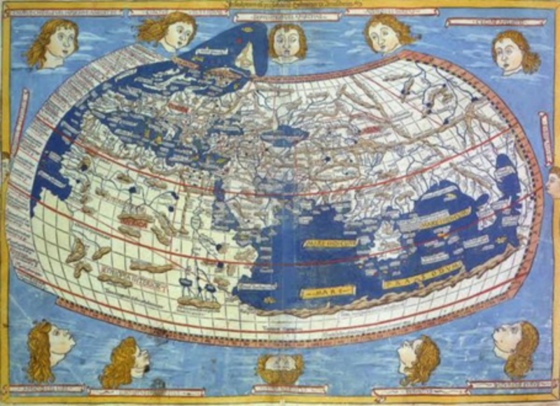Mappemonde illustrant la Géographie de Claude Ptolémée († v. 161 apr. J.‑C.)