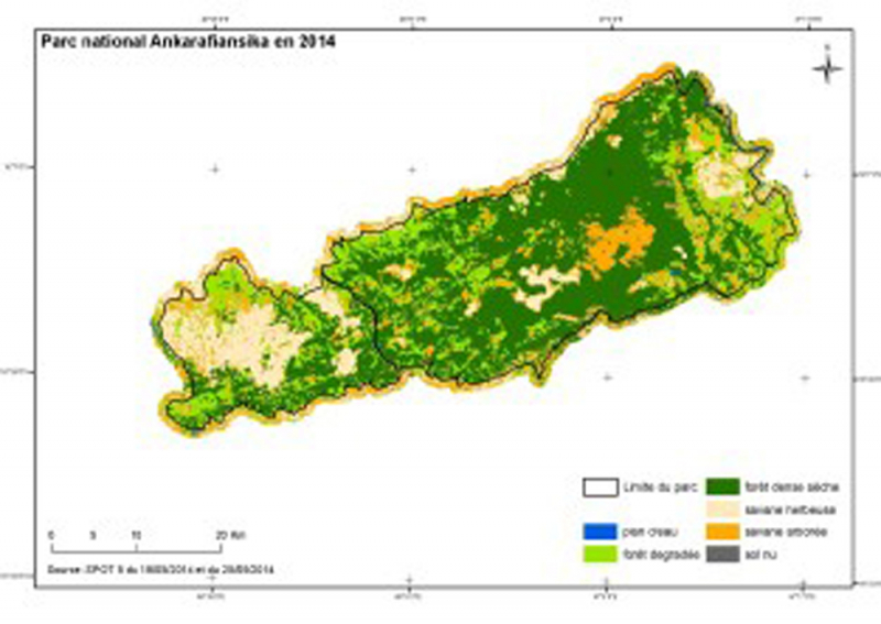 Fig. 1 - Carte d’occupation des sols du parc d’Ankarafantsika à partir de SPOT 5 en 2014