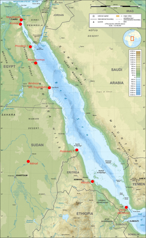 Fig. 1 : la présence grecque sur le littoral africain de la mer Rouge