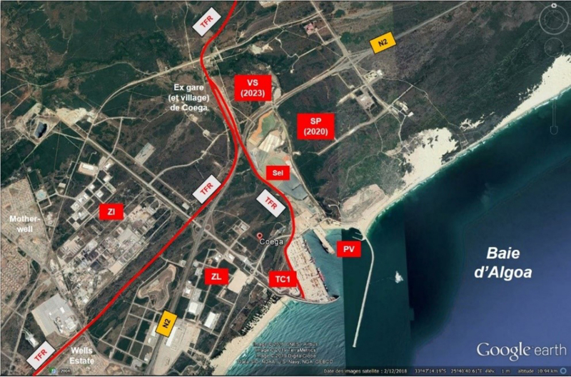 Figure 3 – Extraction Google Earth présentant la situation actuelle du port de Coega 